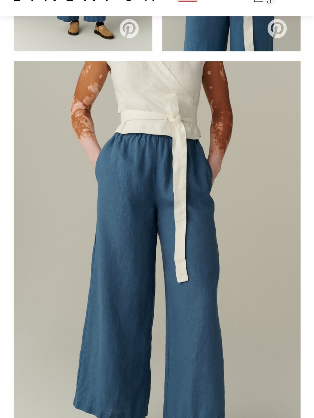 Linenfox Brenna Wide-Leg Linen-Blend Pants in Stellar Blue